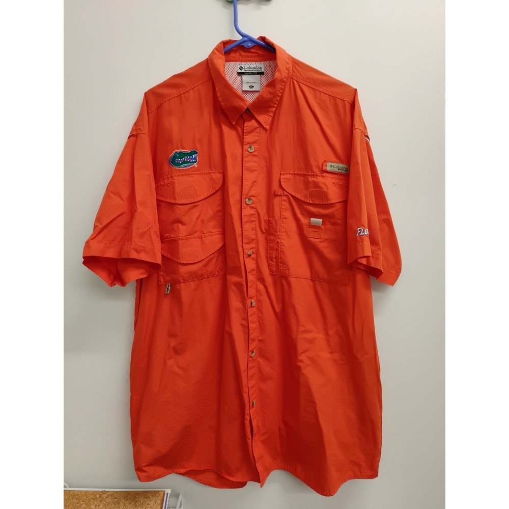 Columbia Florida Gators Orange Fishing Vented Button Up Shirt Men's XXL